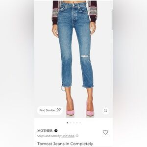 MOTHER the tomcat in “completely over” Blue Distressed Jeans